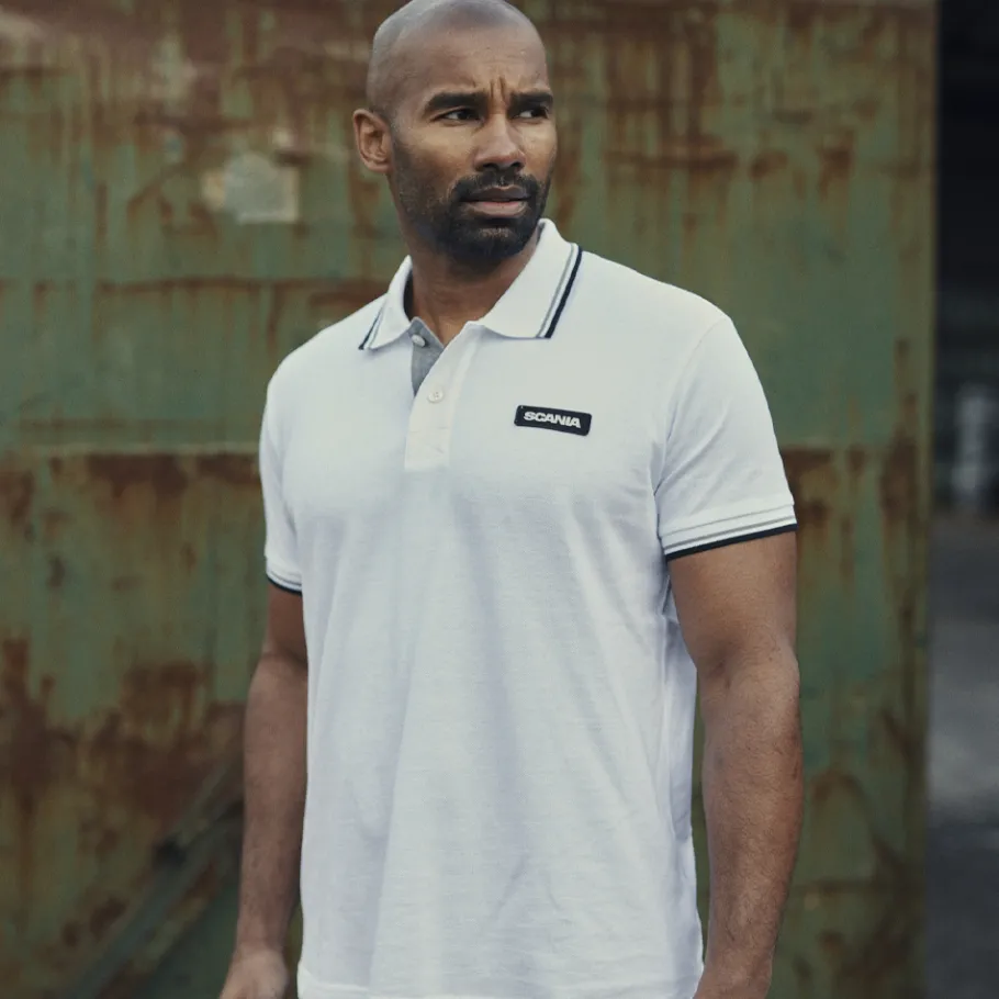 Polos*Scania Men's White Classic Pique