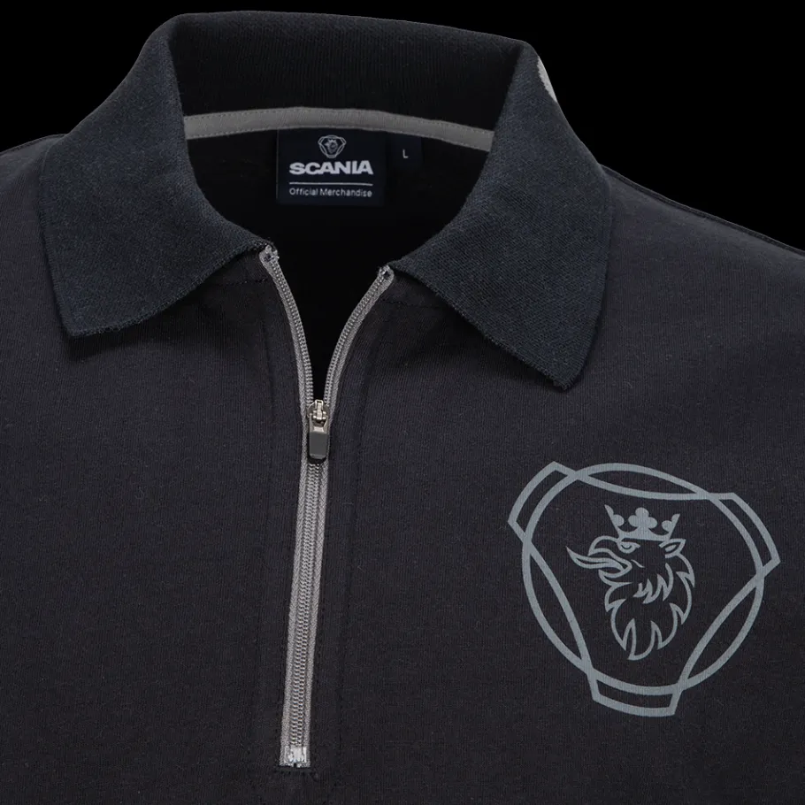 Polos*Scania Polo anthracite "Duo" à fermeture éclair 1/4 pour homme