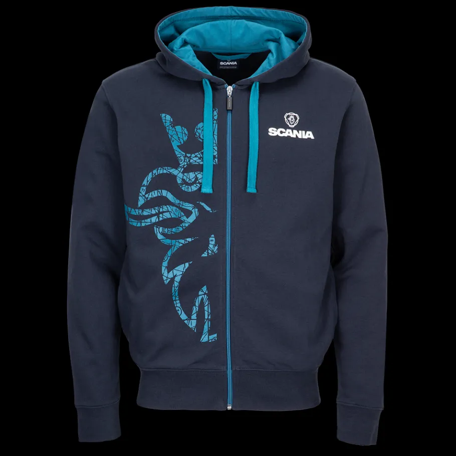 Pulls & Sweats*Scania Sweat à capuche bleu marine avec demi-griffon et fermeture éclair