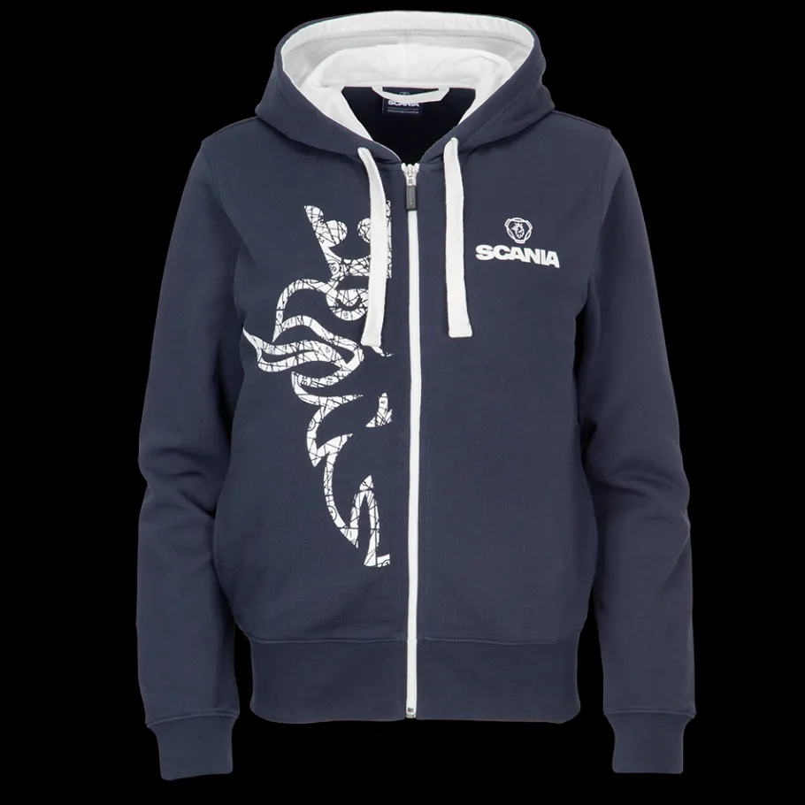 Pulls & Sweats*Scania Sweat à capuche bleu marine pour femme avec demi-griffon et fermeture éclair