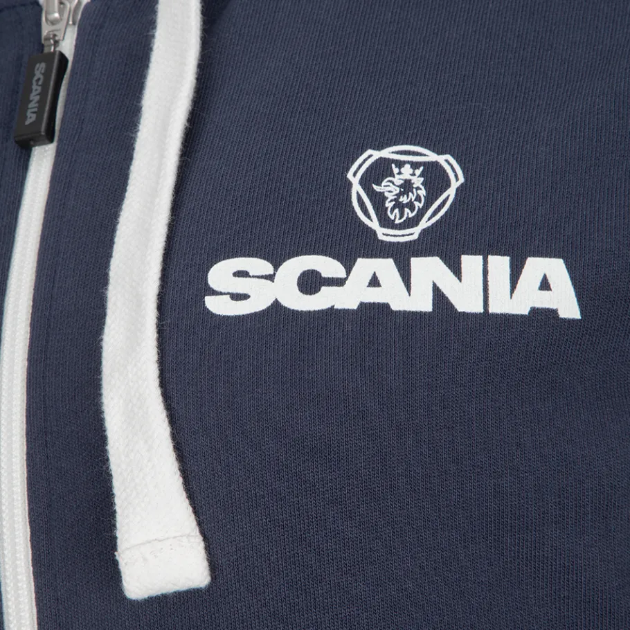 Pulls & Sweats*Scania Sweat à capuche bleu marine pour femme avec demi-griffon et fermeture éclair