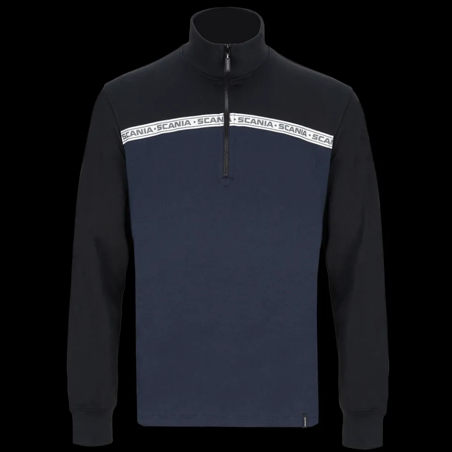 Pulls & Sweats*Scania Sweat rétro Duo bleu marine avec zip 1/4 pour homme