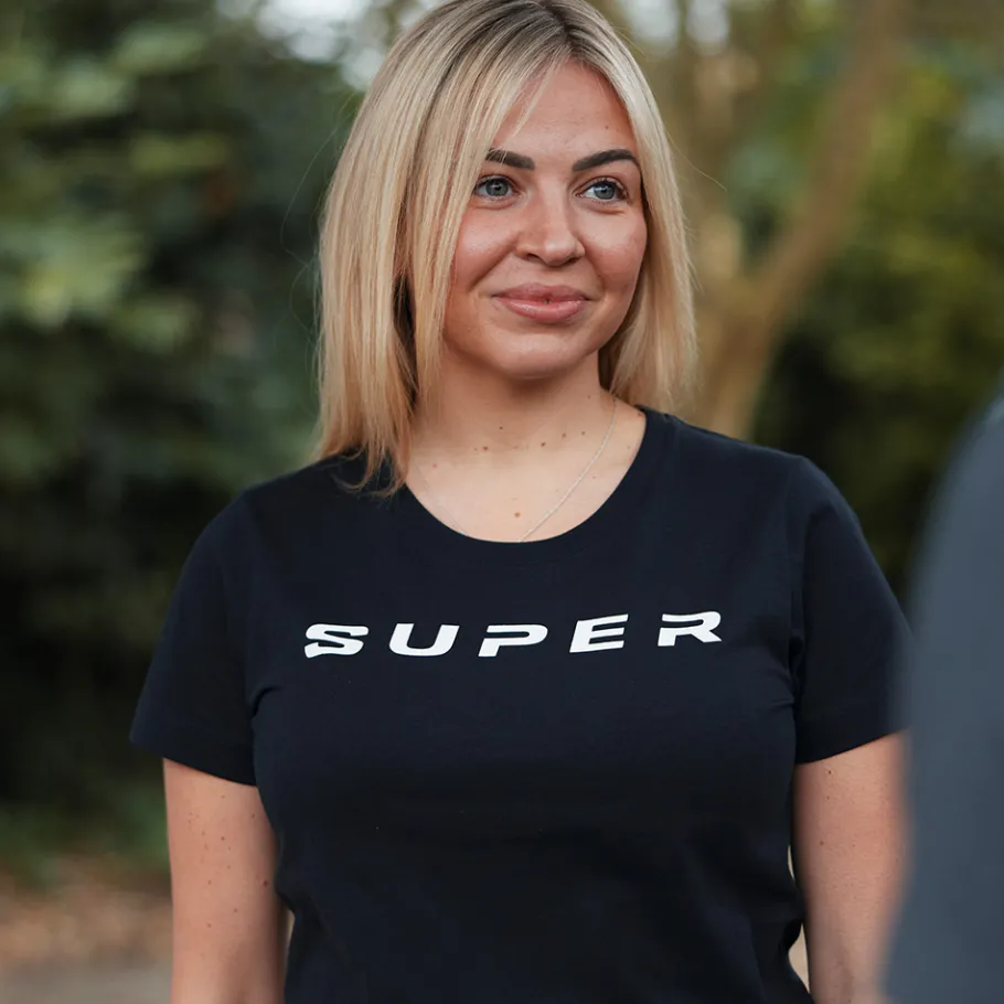 Tee-shirts*Scania T-shirt "SUPER" noir glacé pour femme